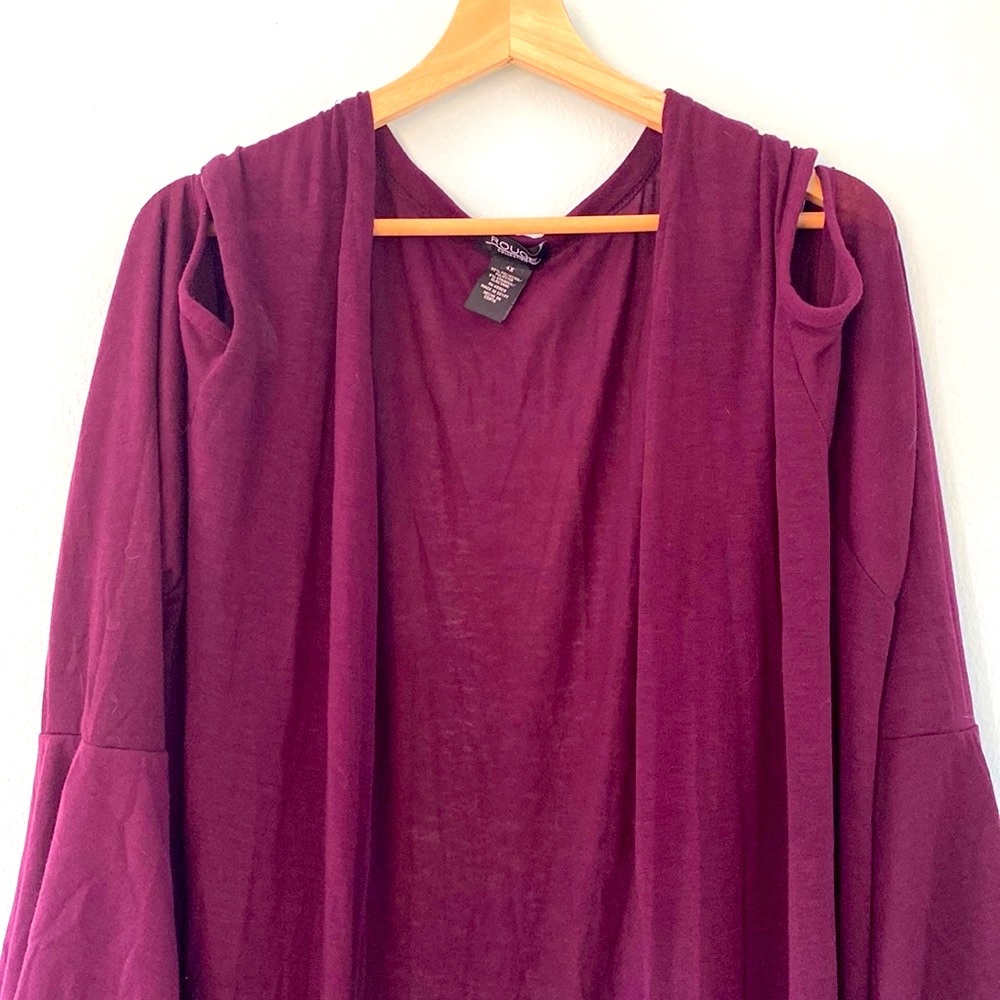 Maroon Plus Size Cold-Shoulder Duster